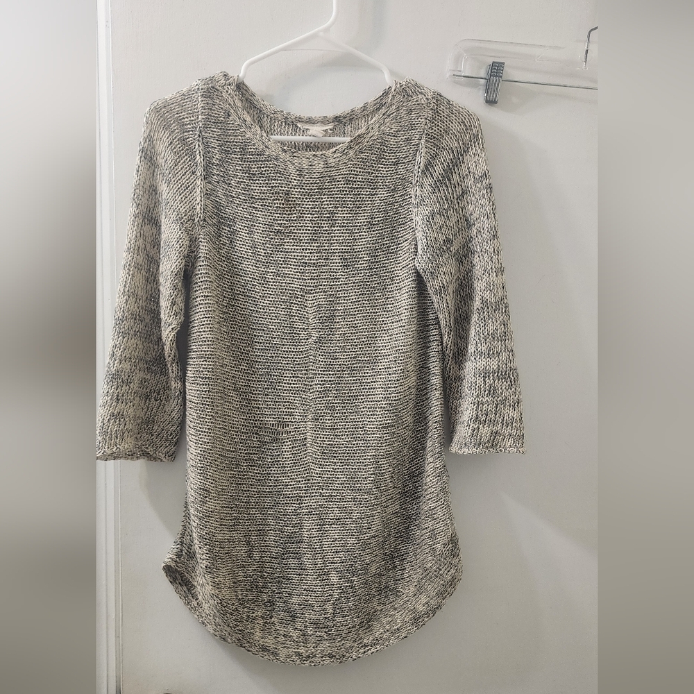 Eileen Fisher Cozy Knit Sweater, Size Small, Organic Cotton, Gray And Cream.